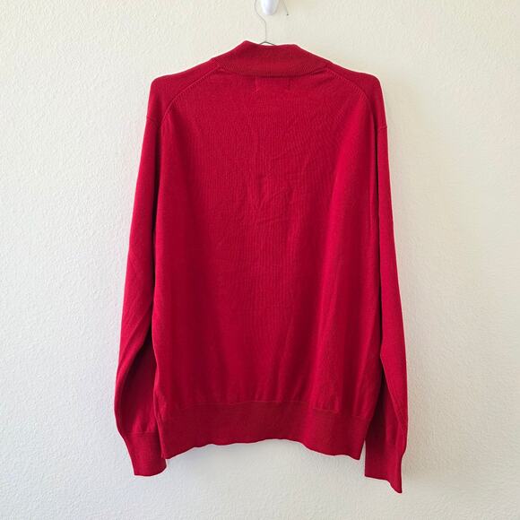 Orvis Quarter Zip Sweater Red Mens Size L Cotton Silk Cashmere Blend Pullover - Picture 7 of 11